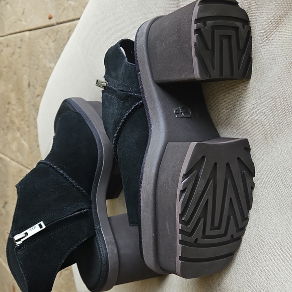 Ugg New Heights Platform Sandals Black Suede Zip Side, Sz: 8 NWT - Picture 5 of 9